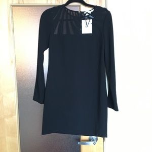 Diane Von Furstenberg Black Sheer Detail Dress NWT
